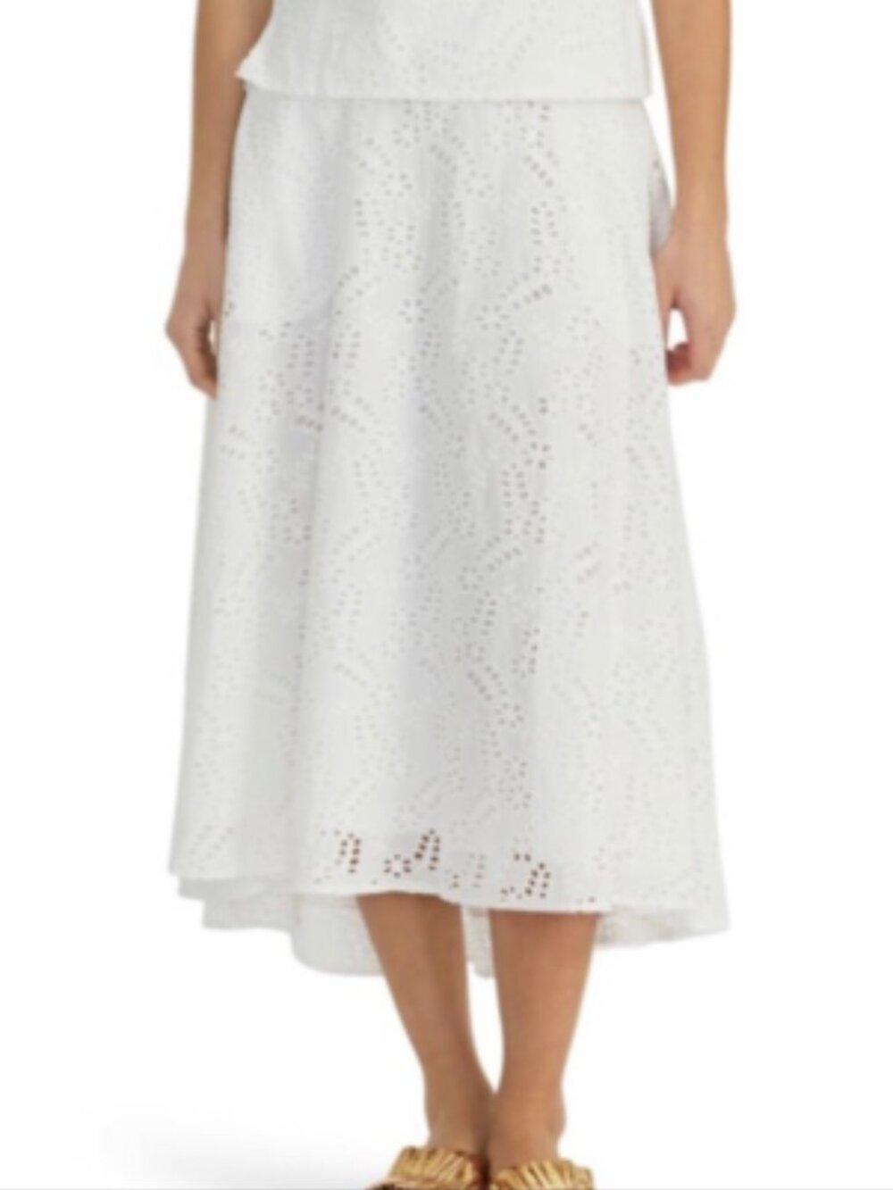 Rachel Roy Collection White Cotton Eyelet Midi Skirt 8